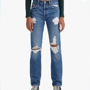 Levi's WOMEN 501 distress- medium indigo NWT🔖